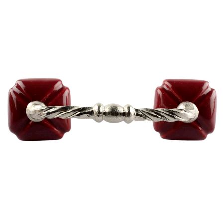 Solid Cherry Square Ceramic Cut Bridge Handle